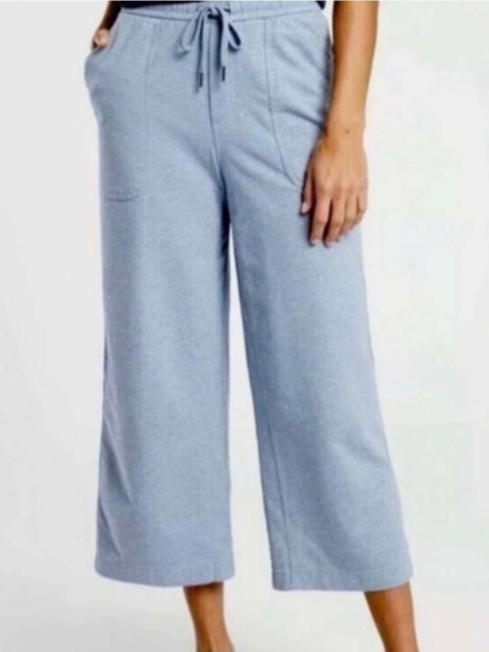 Athleta Heather Blue-Gray Wide-Leg Drawstring Pants 2